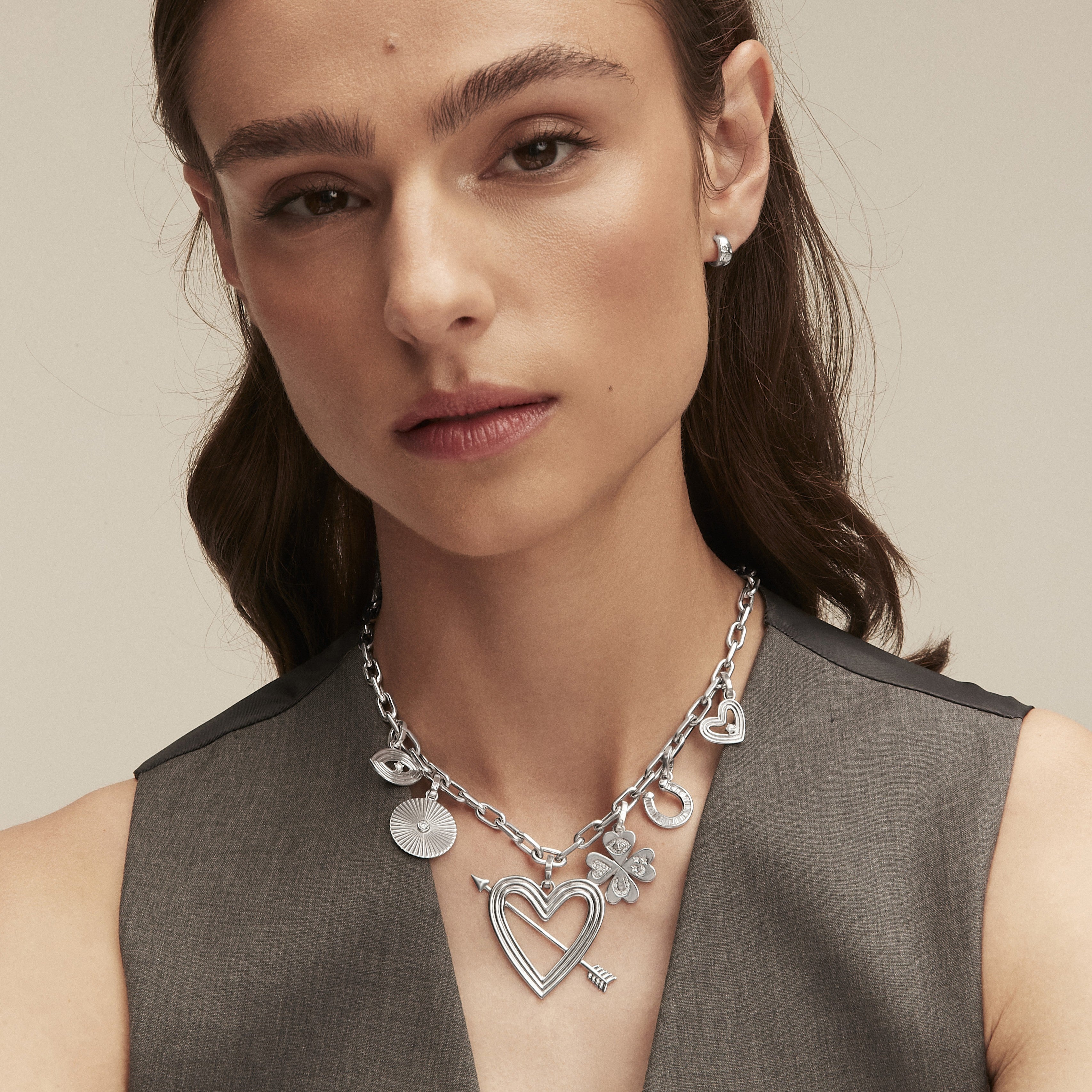 Groovy Diamond Rays Hinged Charm in Sterling Silver