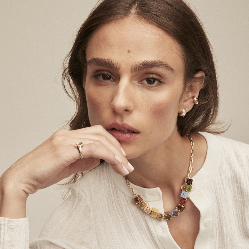 Zodiac Ceramic + Diamond Gemini Block Big Bead