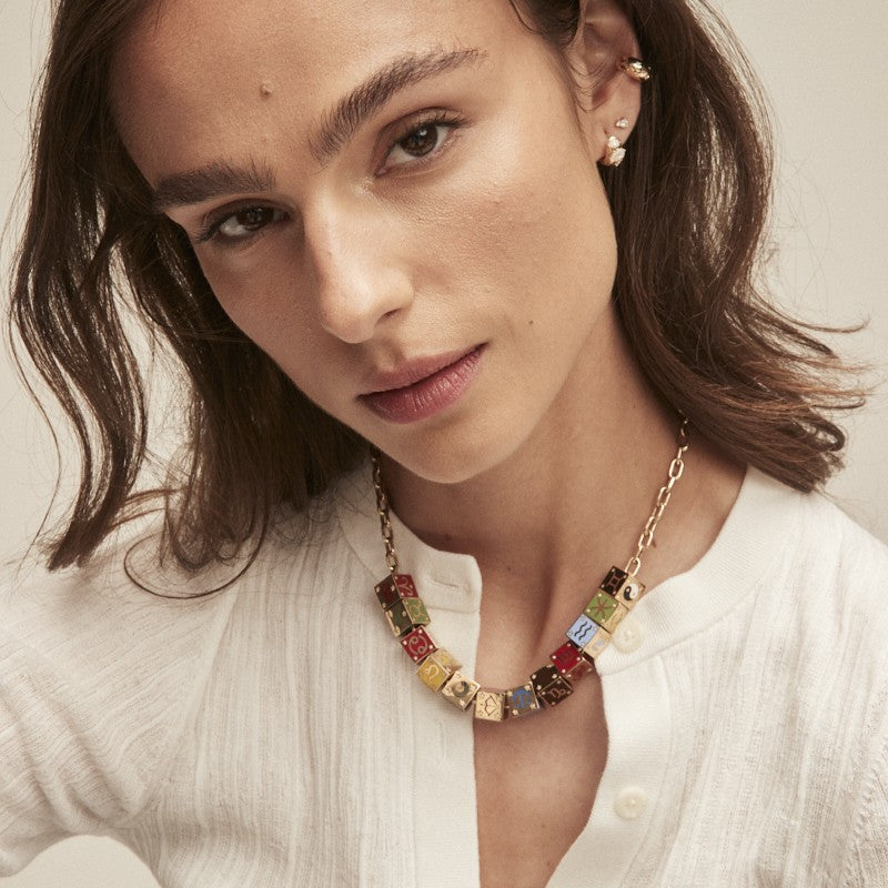 Zodiac Ceramic + Diamond Taurus Block Big Bead