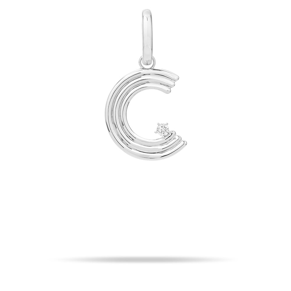 Groovy Diamond Initial Hinged Charm in Sterling Silver