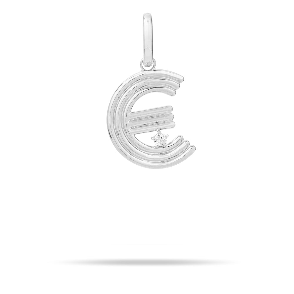 Groovy Diamond Initial Hinged Charm in Sterling Silver