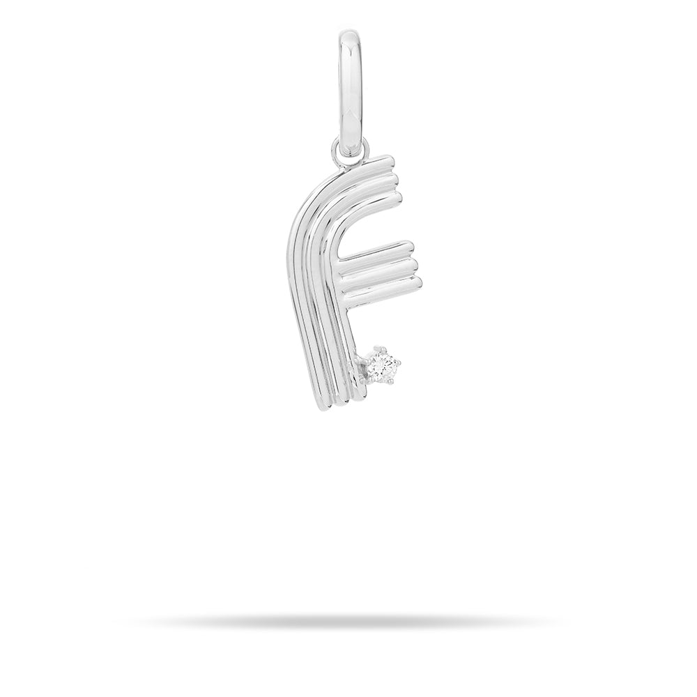 Groovy Diamond Initial Hinged Charm in Sterling Silver