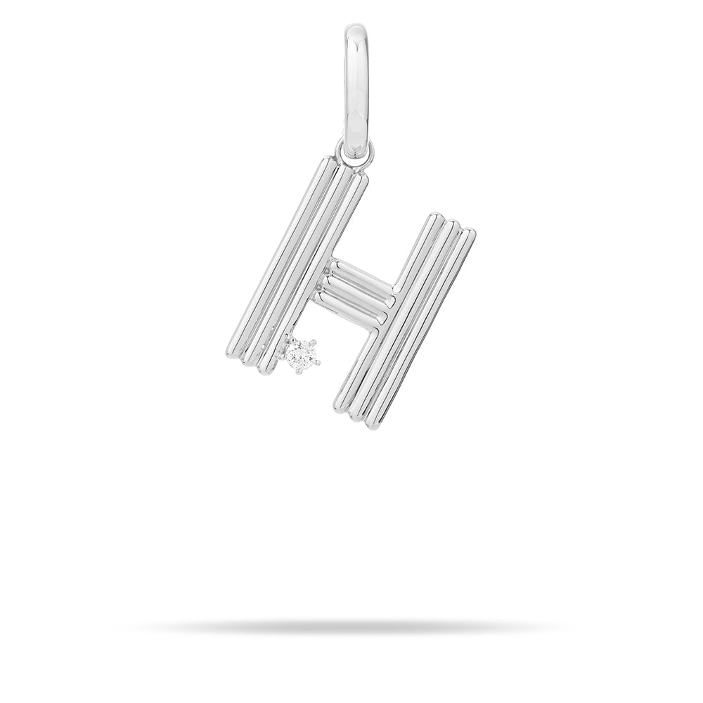 Groovy Diamond Initial Hinged Charm in Sterling Silver
