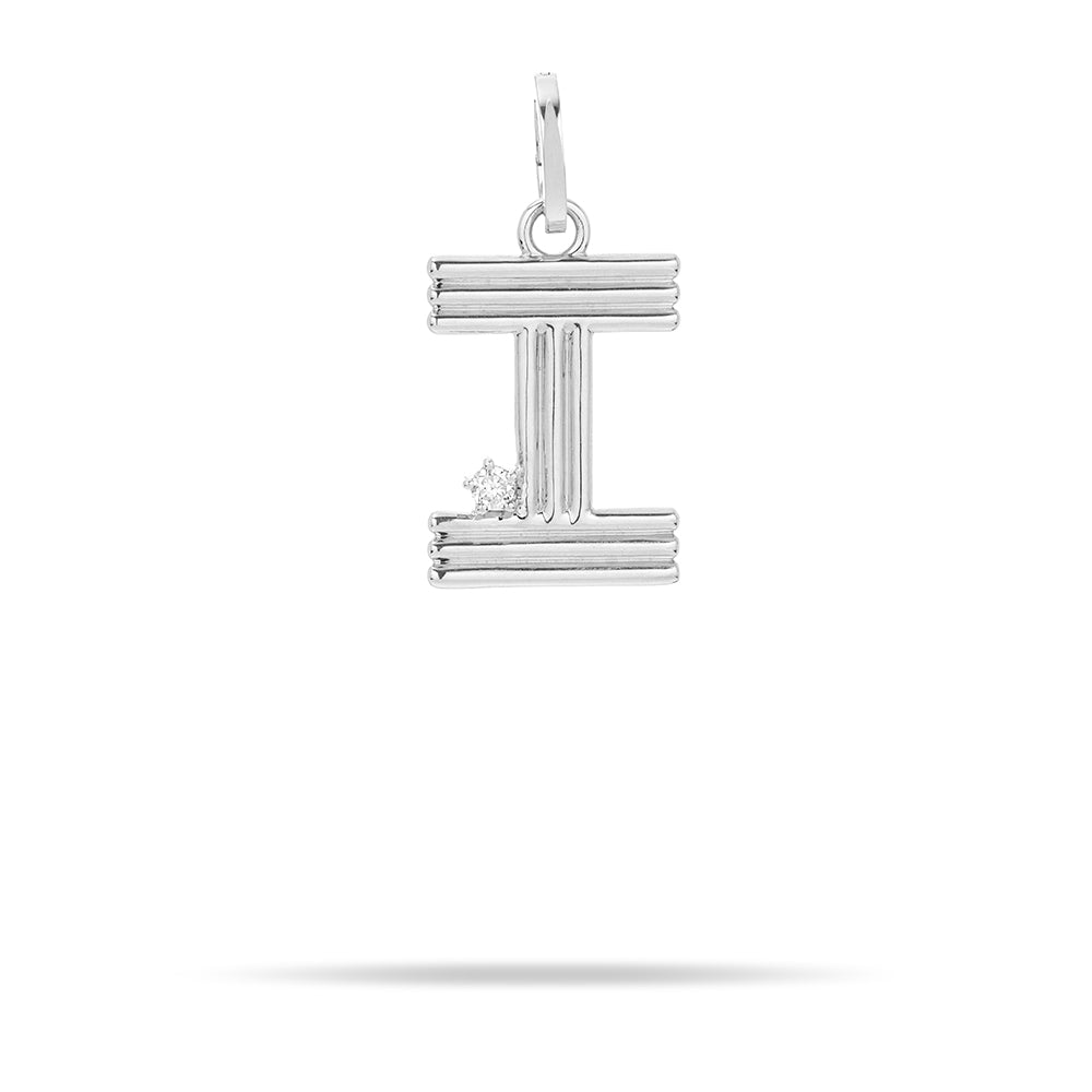 Groovy Diamond Initial Hinged Charm in Sterling Silver