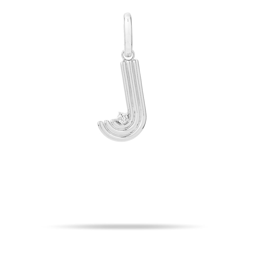Groovy Diamond Initial Hinged Charm in Sterling Silver