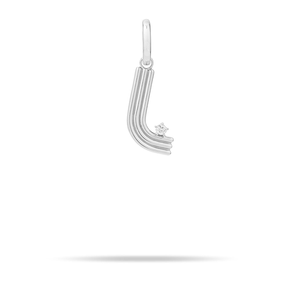 Groovy Diamond Initial Hinged Charm in Sterling Silver