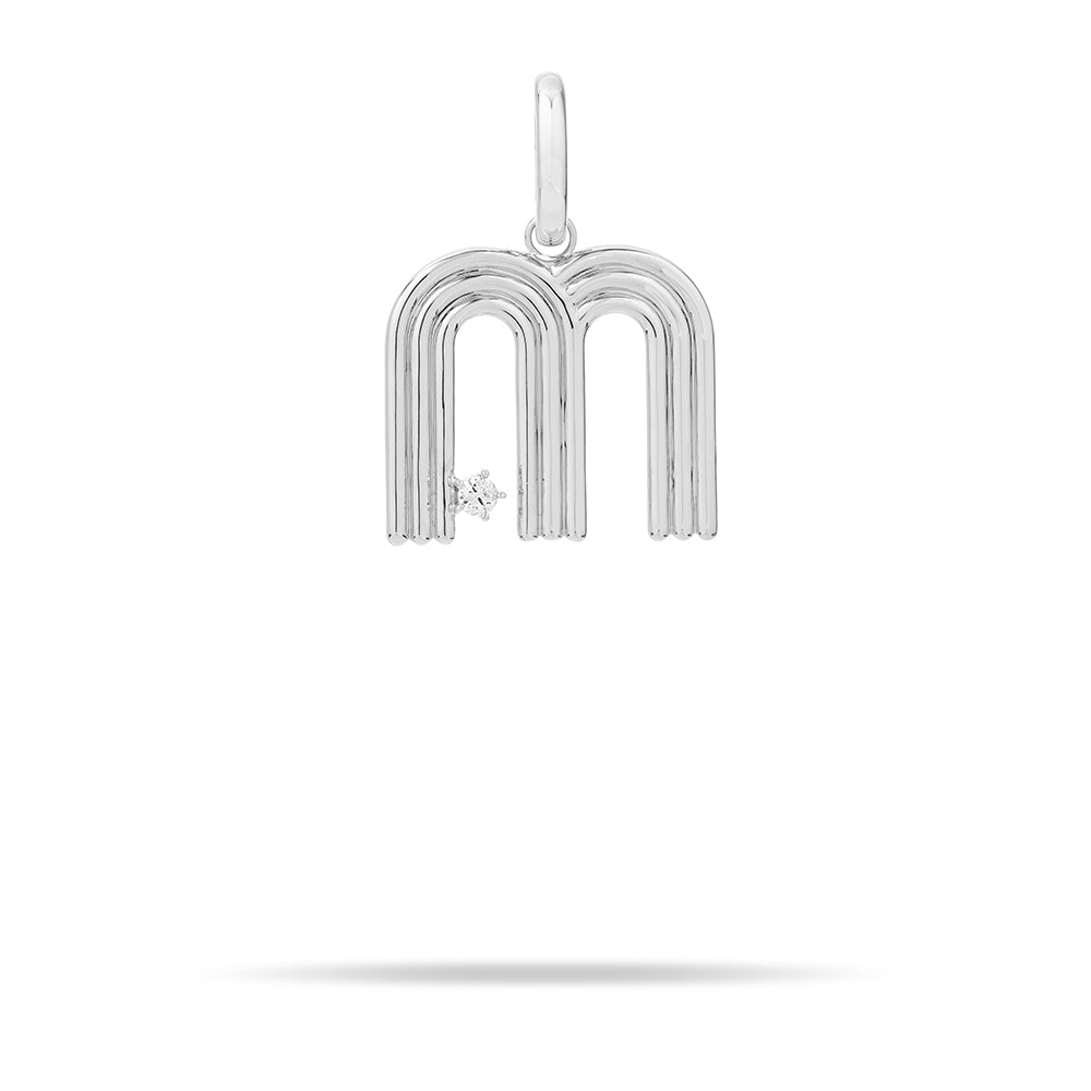 Groovy Diamond Initial Hinged Charm in Sterling Silver