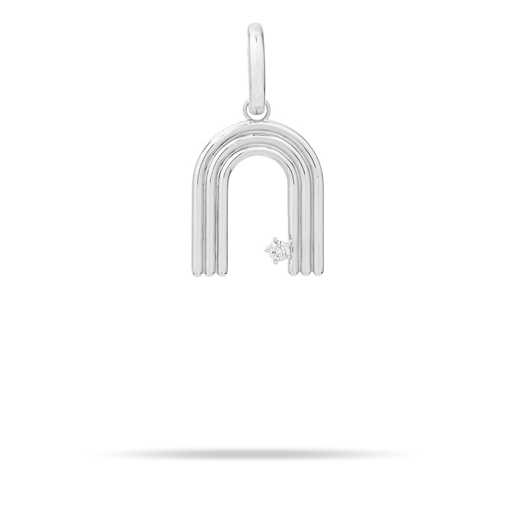 Groovy Diamond Initial Hinged Charm in Sterling Silver