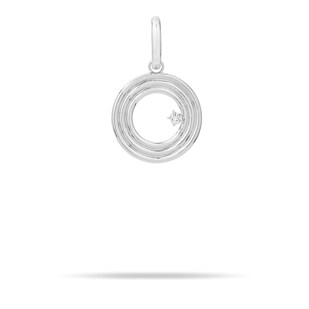 Groovy Diamond Initial Hinged Charm in Sterling Silver