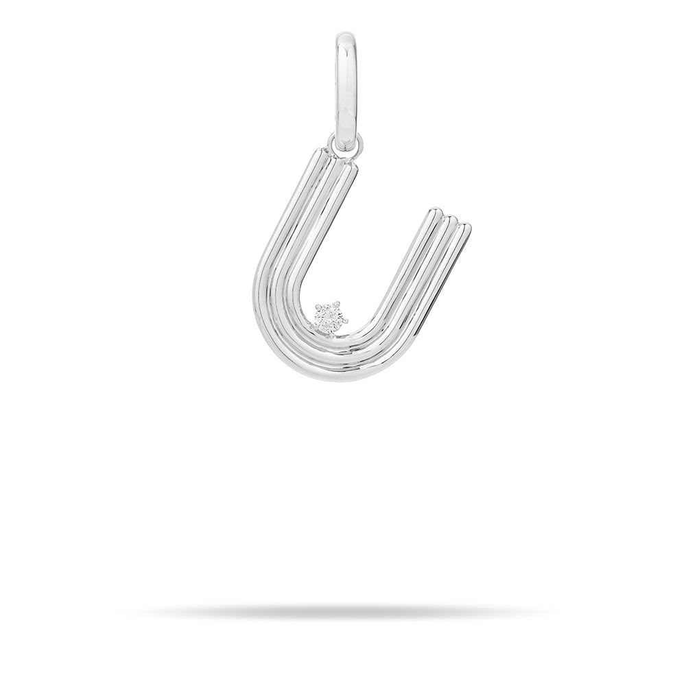 Groovy Diamond Initial Hinged Charm in Sterling Silver