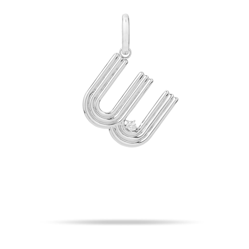Groovy Diamond Initial Hinged Charm in Sterling Silver