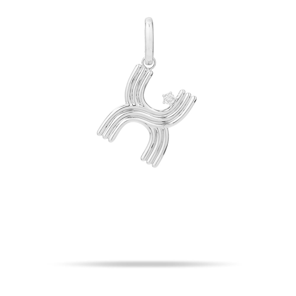 Groovy Diamond Initial Hinged Charm in Sterling Silver