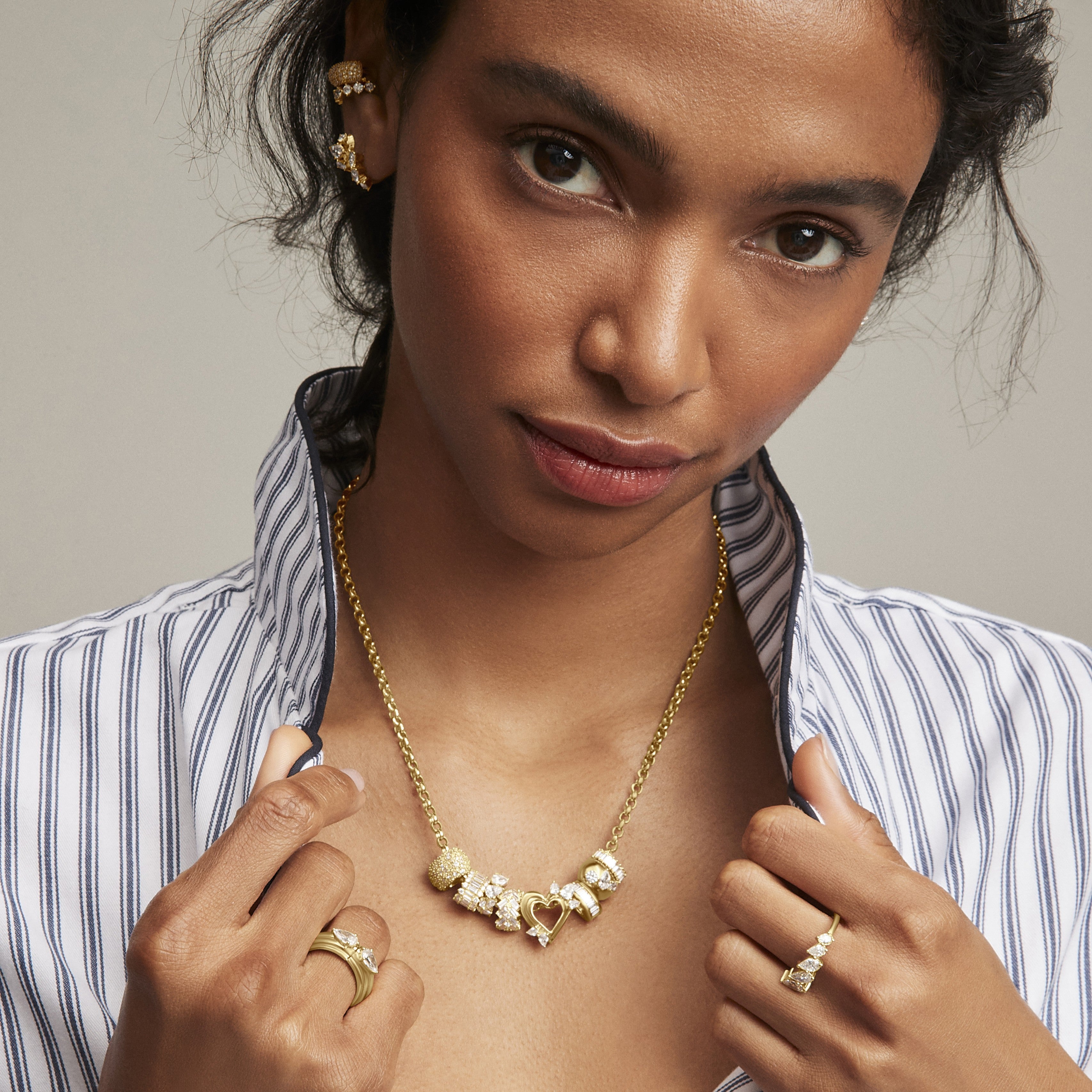 Open Heart Diamond Pear Big Bead - Lab Grown