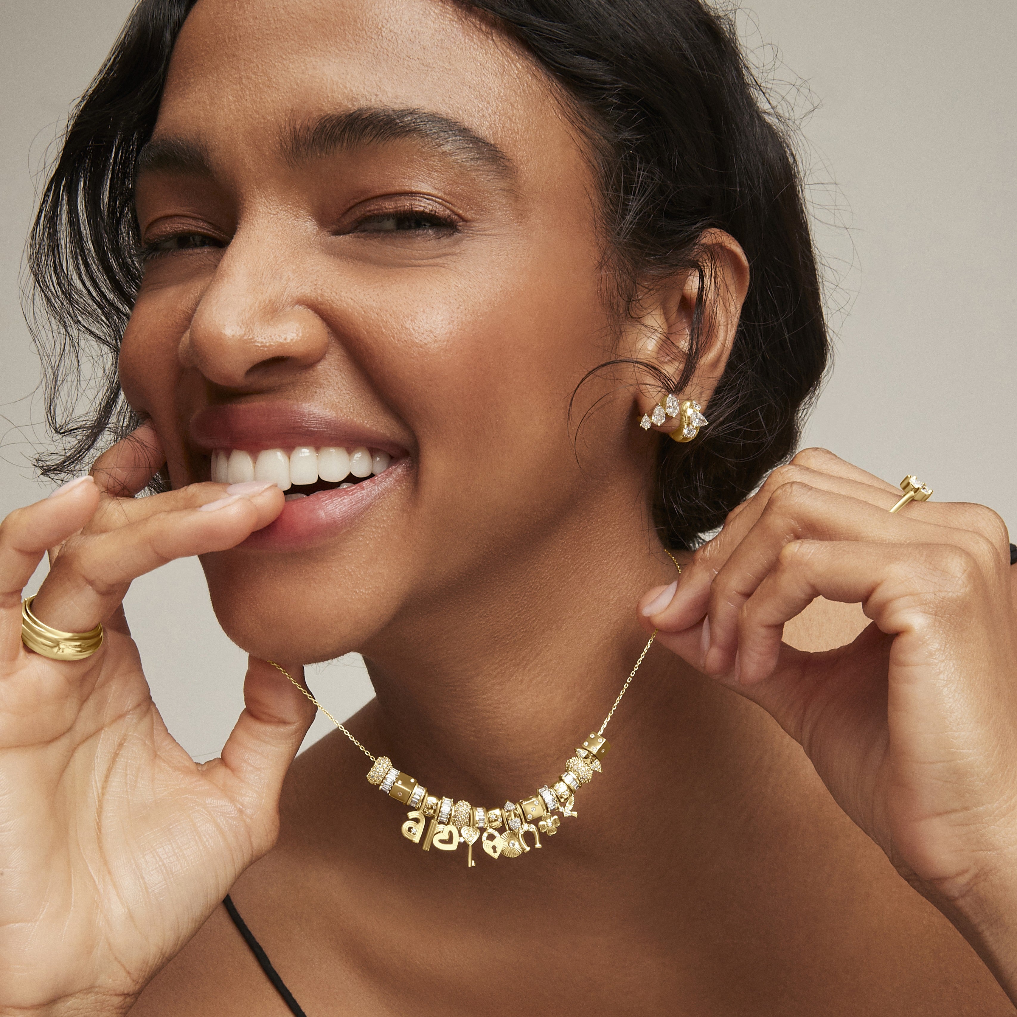 Groovy Diamond Heart Key & Padlock Mini Charm Necklace