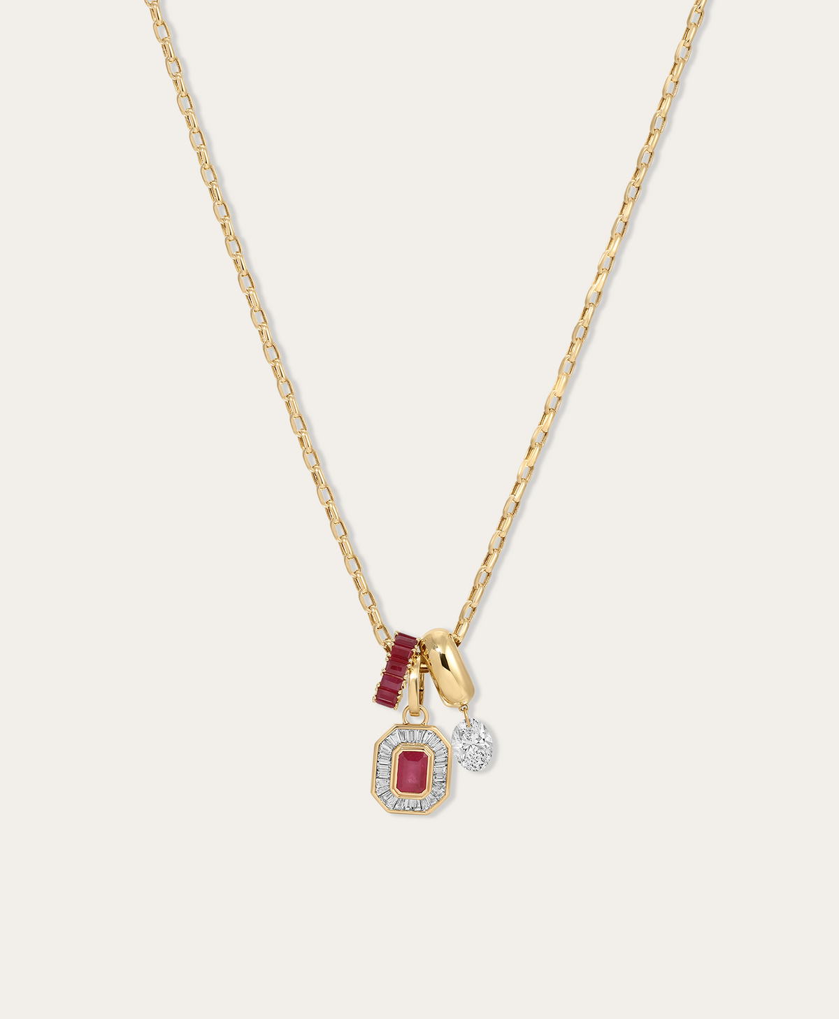 Red-y for Anything Ruby + Diamond Charm Necklace