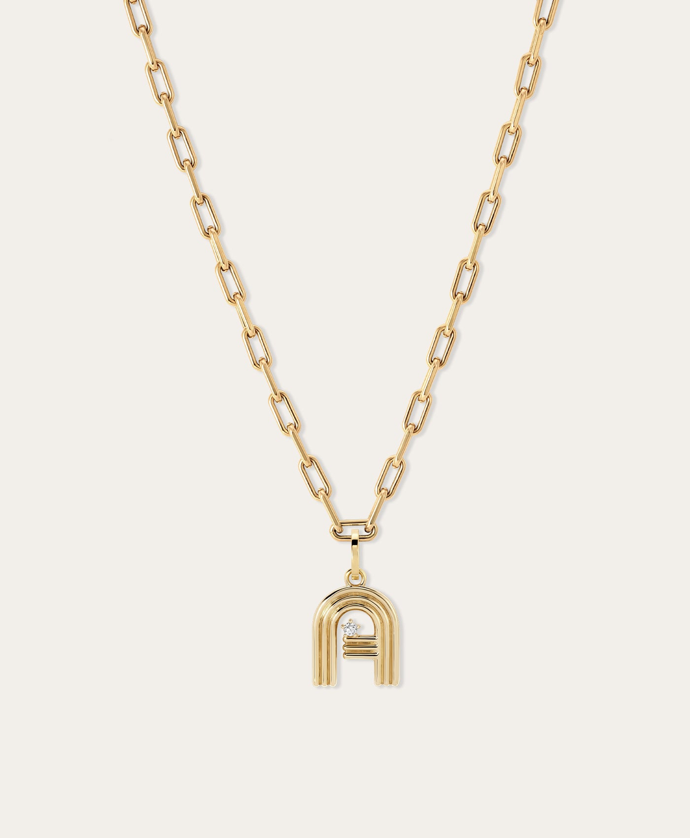4mm Groovy Italian Chain Initial Necklace