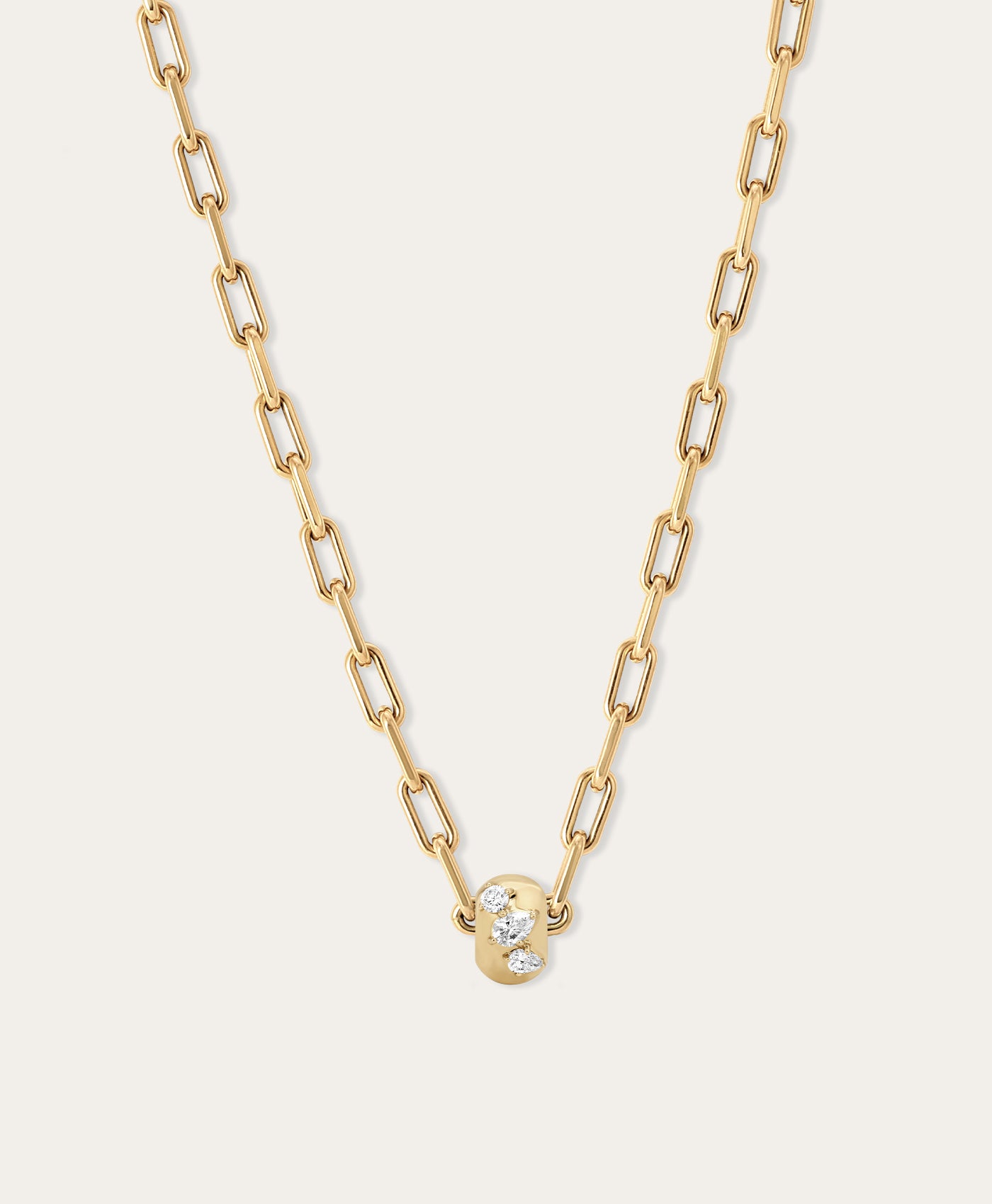 Diamond Pear Cluster Big Bead Necklace