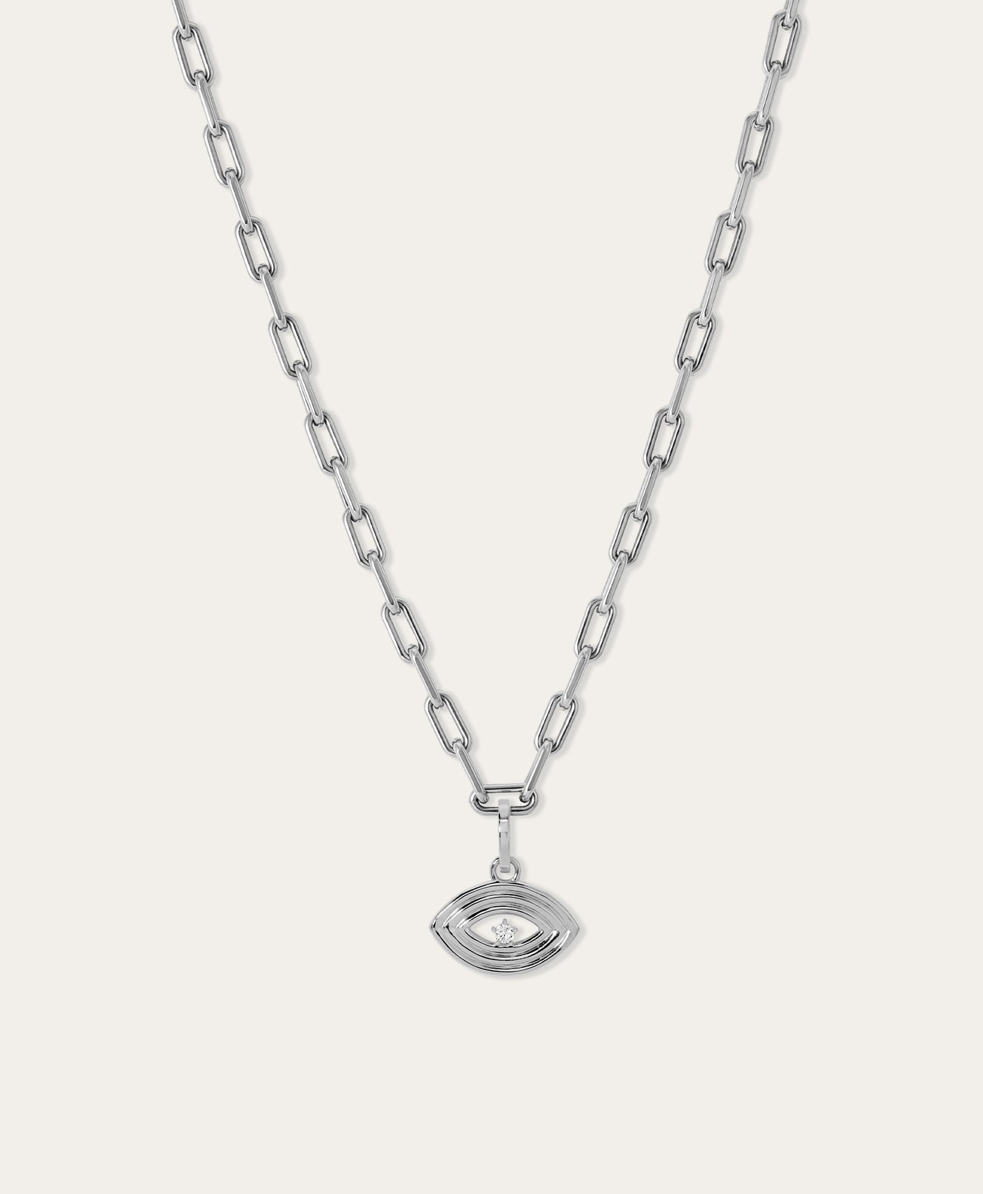 Groovy Diamond Evil Eye Hinged Charm in Sterling Silver