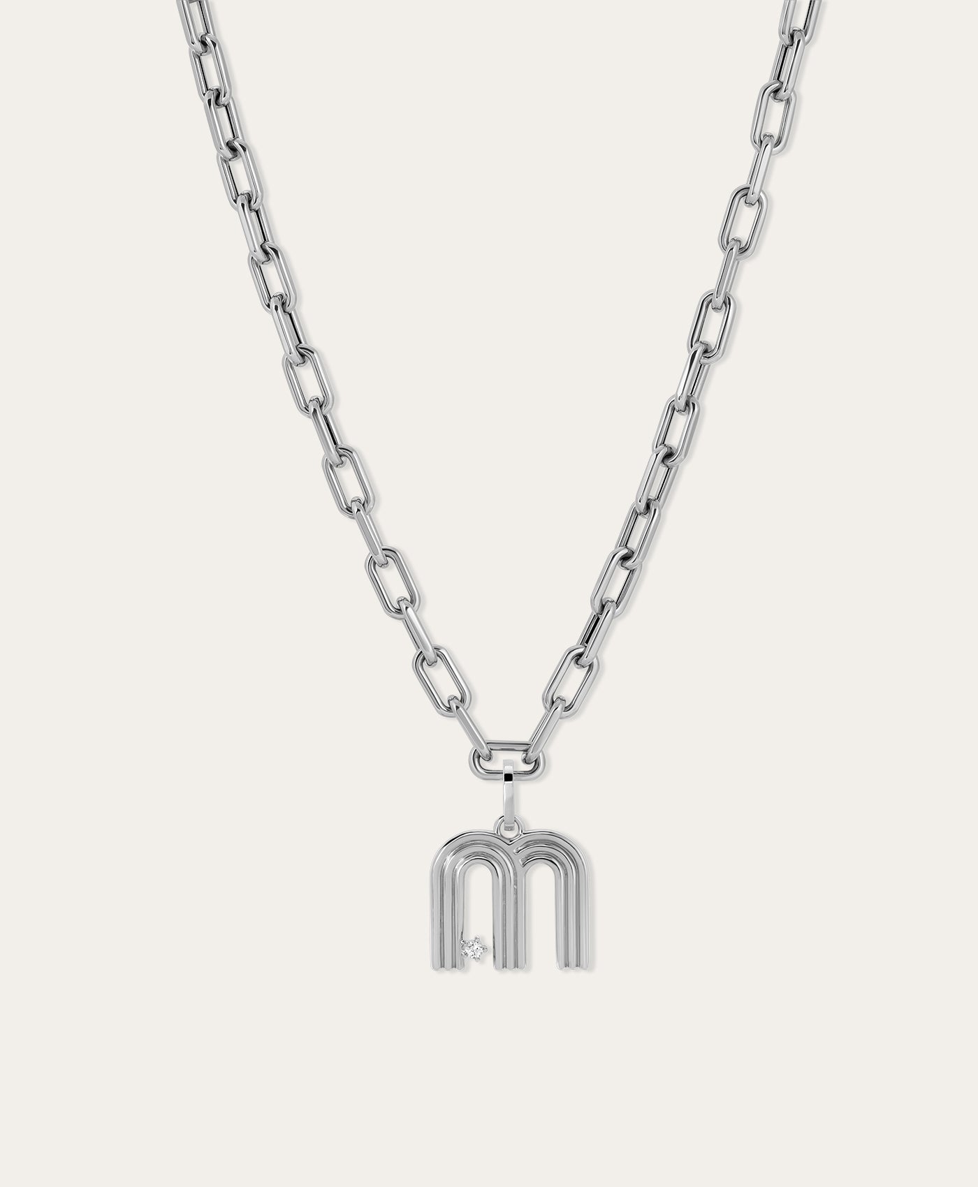 5.3mm Groovy Italian Chain Initial Necklace in Sterling Silver