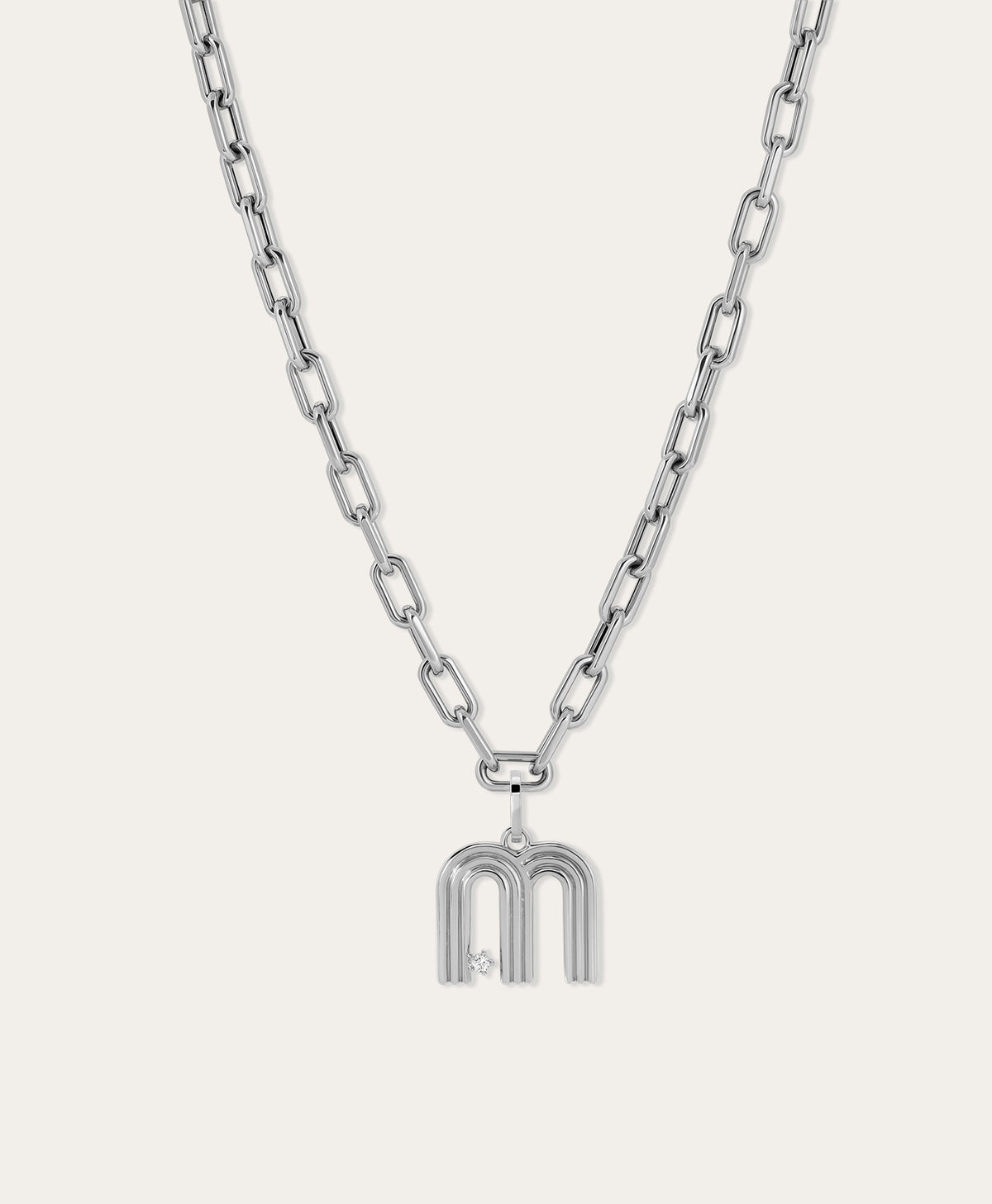 5.3mm Groovy Italian Chain Initial Necklace in Sterling Silver