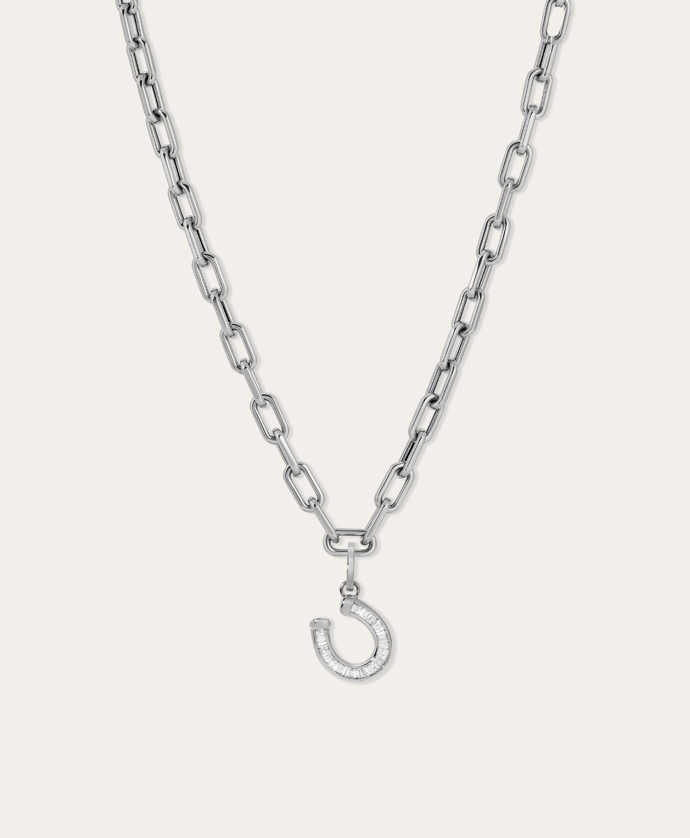 Baguette Horseshoe Hinged Charm in Sterling Silver