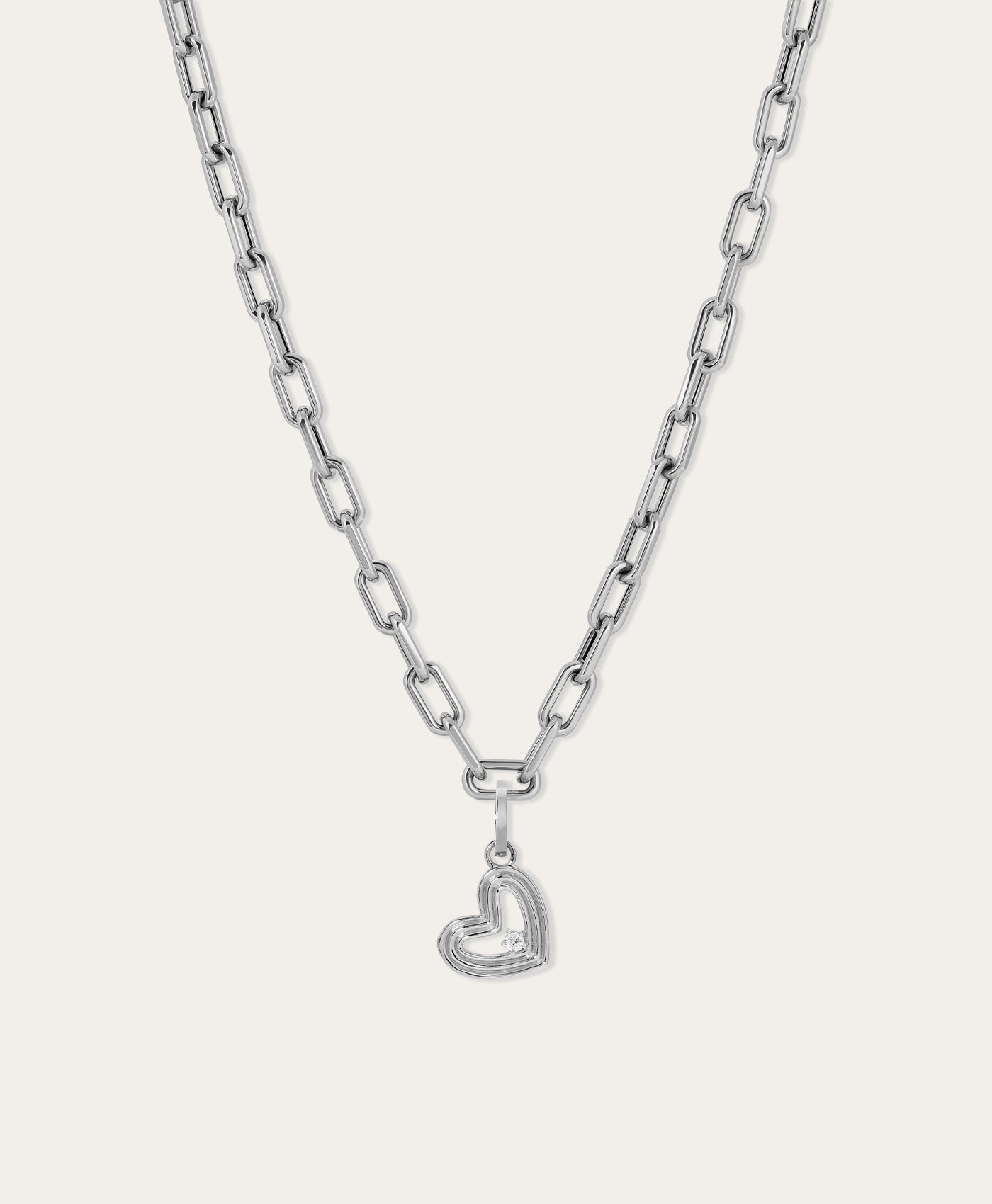 Groovy Diamond Heart Hinged Charm in Sterling Silver