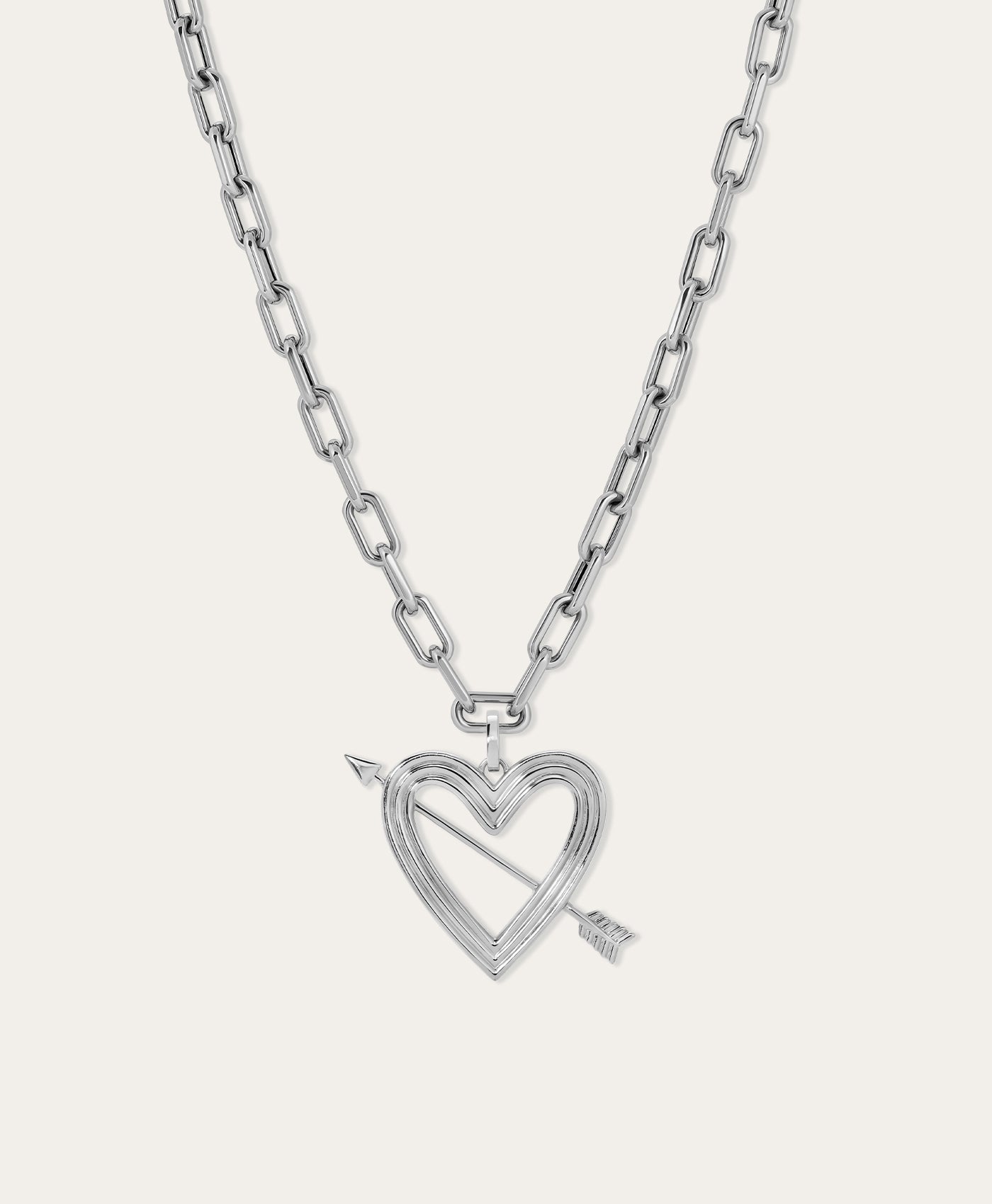 Groovy XL Heart + Arrow Hinged Charm in Sterling Silver