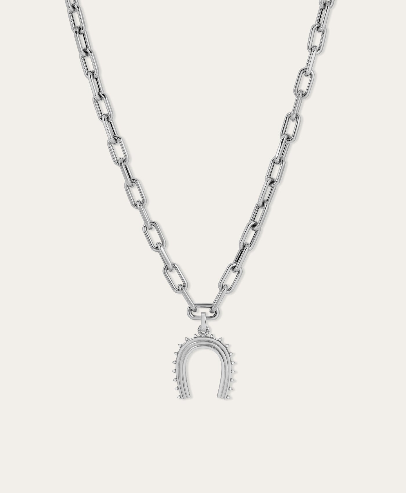 Groovy XL Diamond Horseshoe Hinged Charm in Sterling Silver