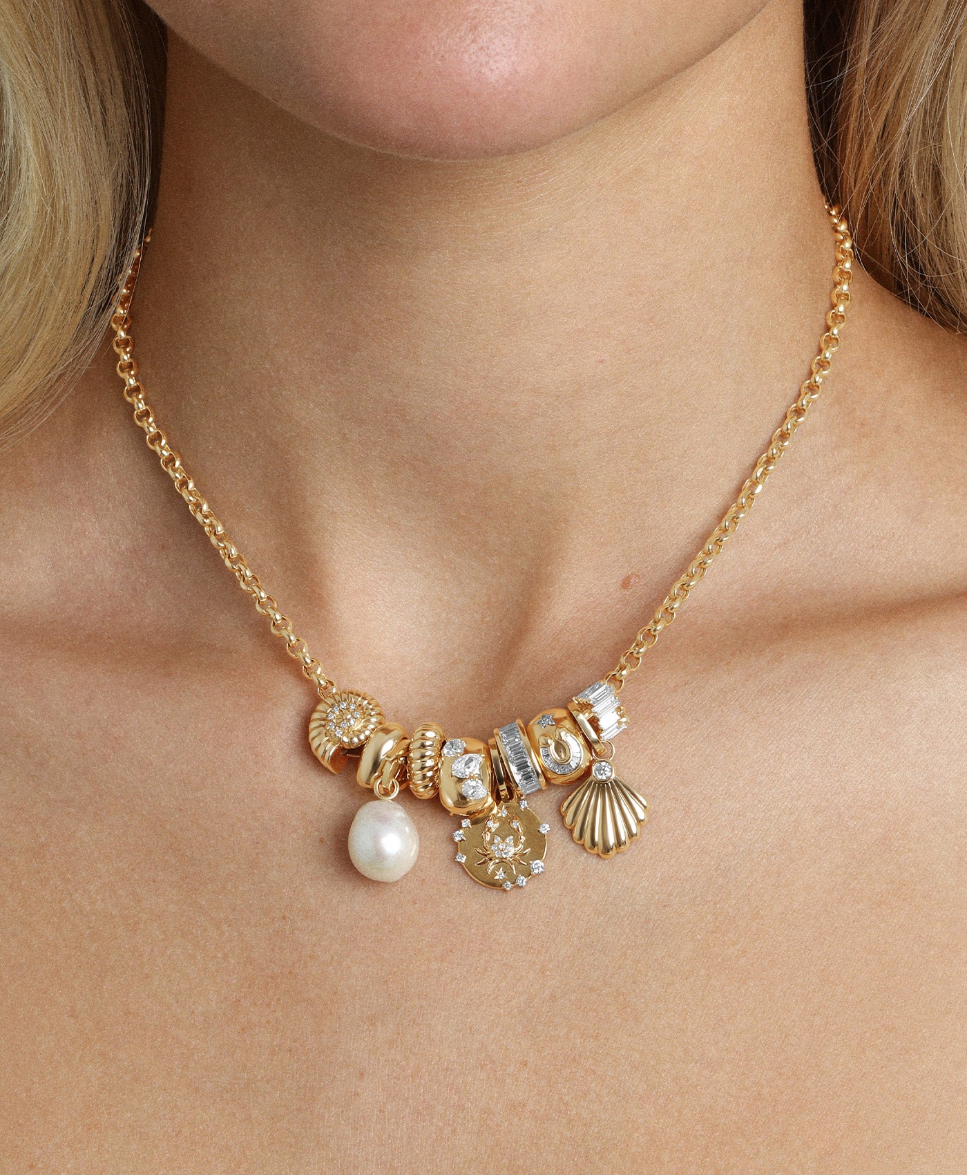 She Sells Seashells Diamond Charm Necklace