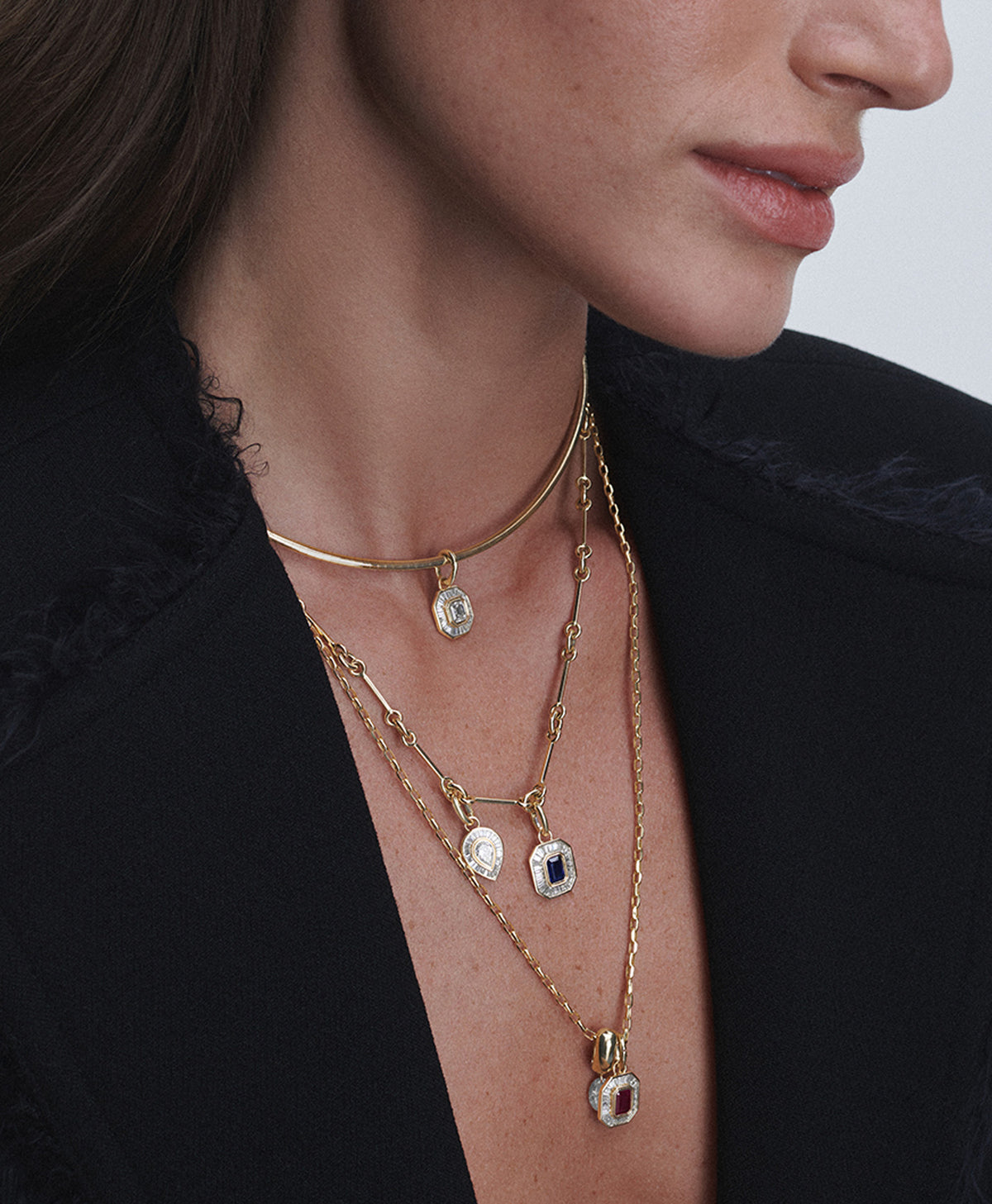 Deco Diamond + Sapphire Hinged Charm