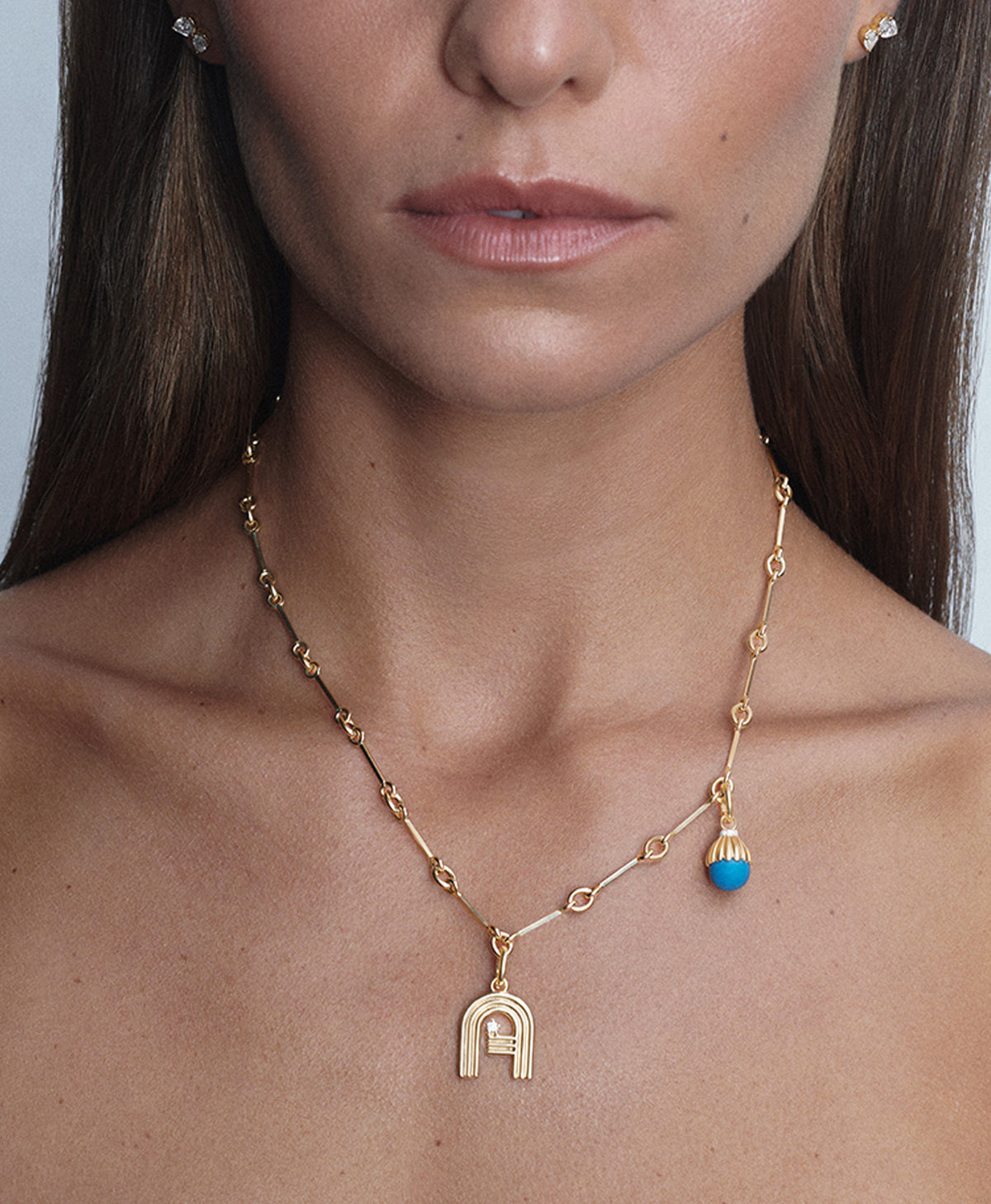 Name Drop Diamond and Gemstone Charm Necklace