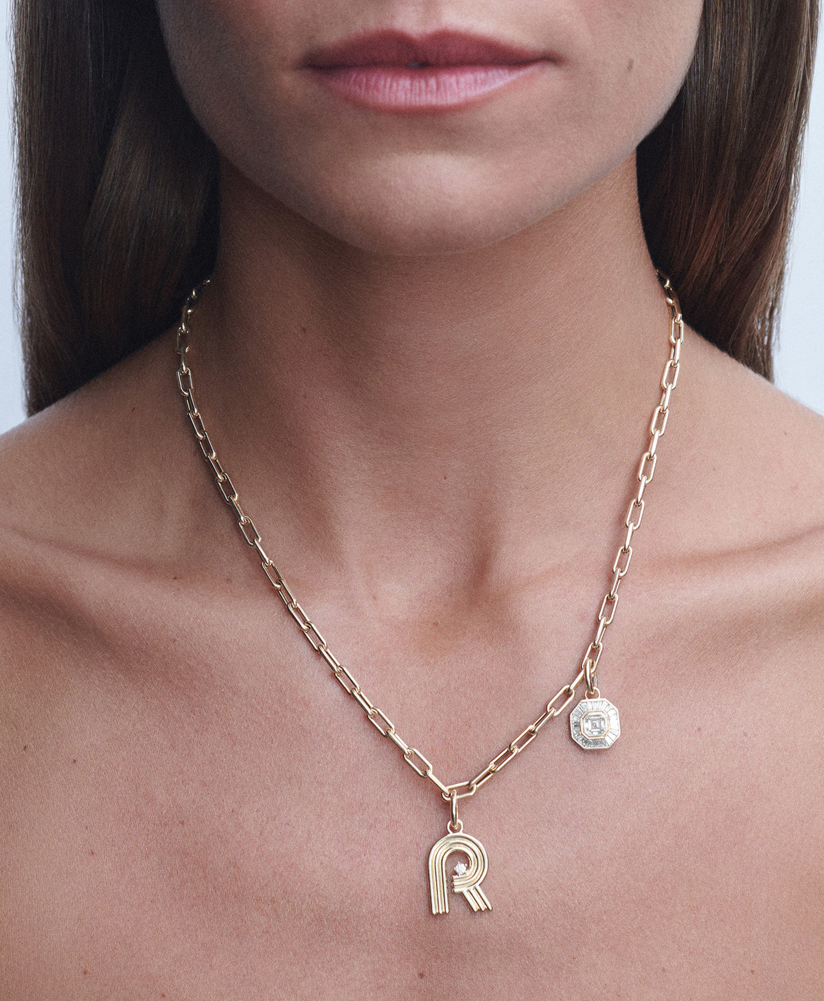 Name Drop Deco Diamond Initial Charm Necklace