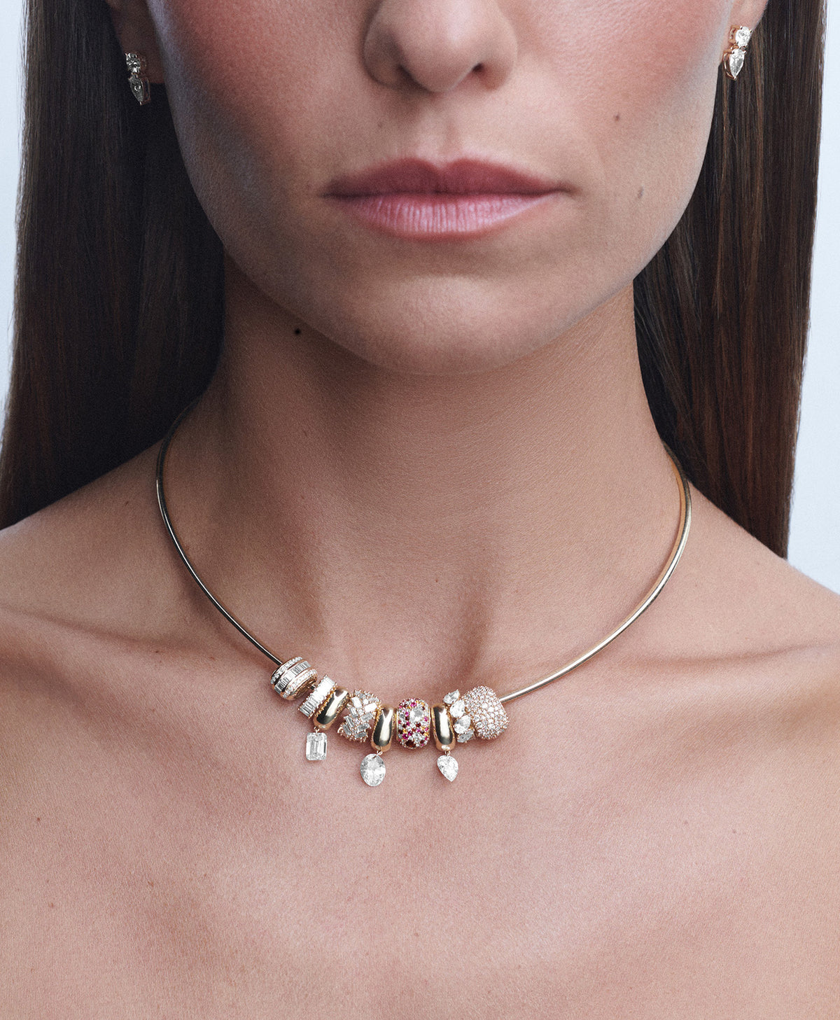 Decked Out Diamond Big Bead Necklace