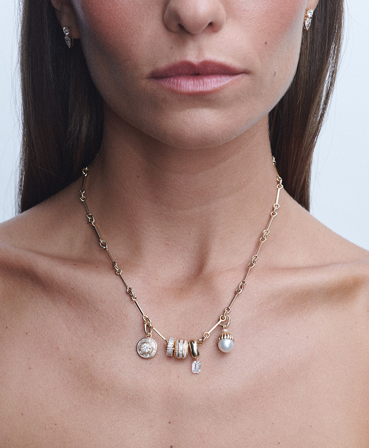 All Dressed Up Pearl + Diamond Charm Necklace