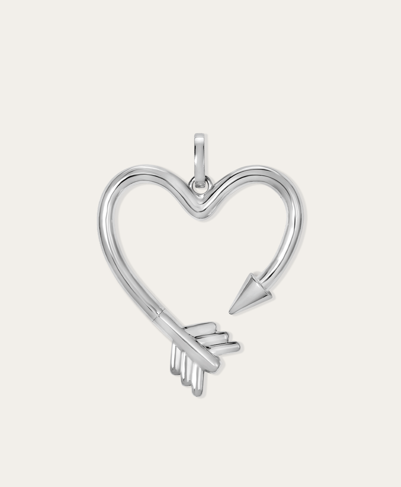 Arrow Heart Hinged Charm in Sterling Silver for Big Beads