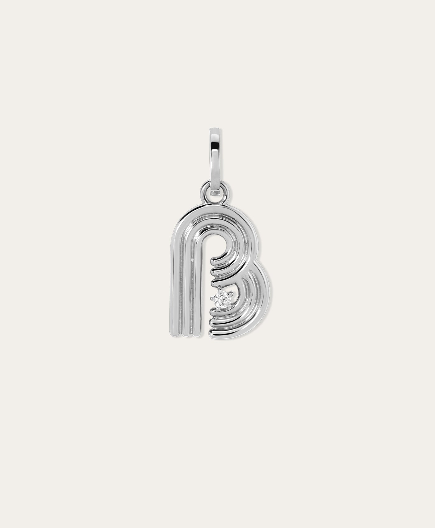 Groovy Diamond Initial Hinged Charm in Sterling Silver