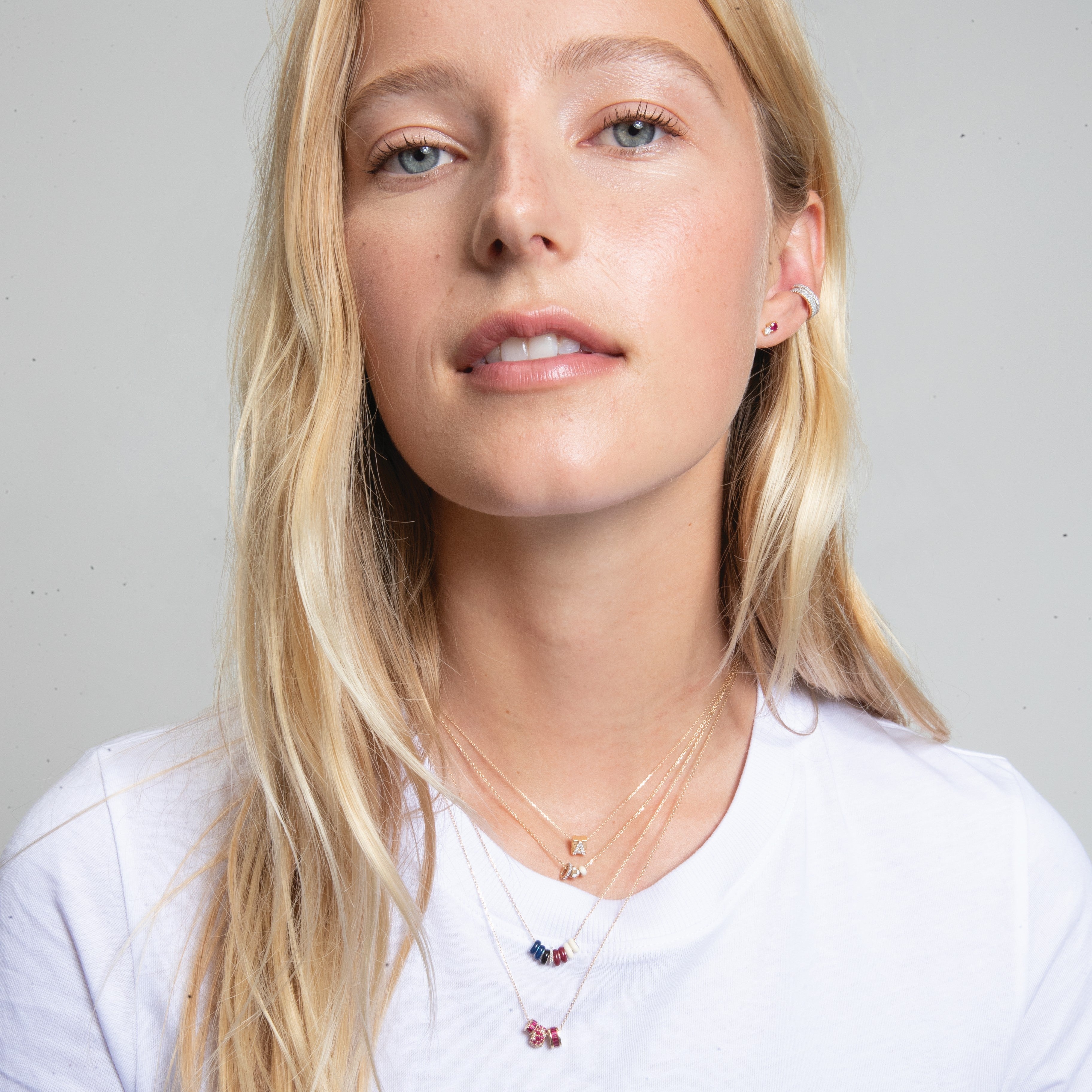 Midnight Stripes Diamond + Enamel Mini Bead Necklace
