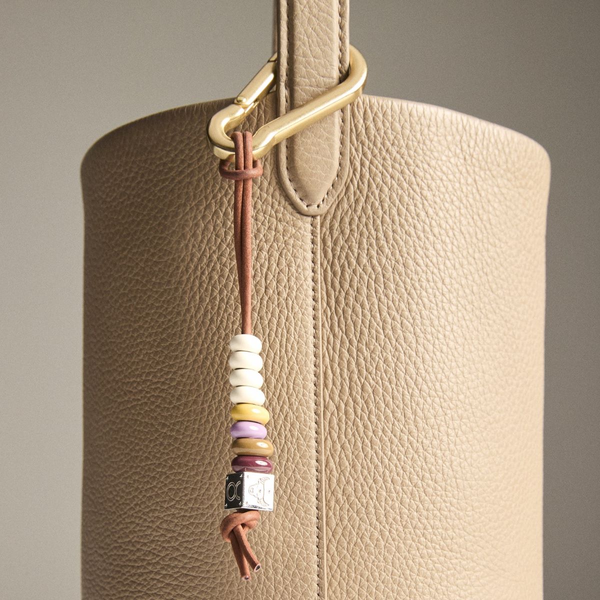 Cabana Stripes Enamel Big Bead Bag Charm