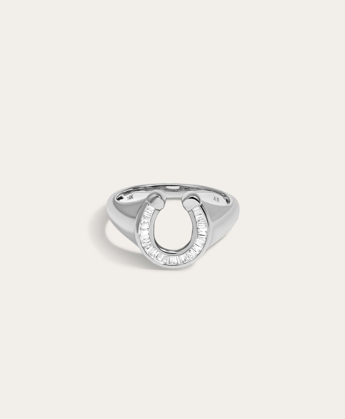 Baguette Horseshoe Signet Ring in Sterling Silver
