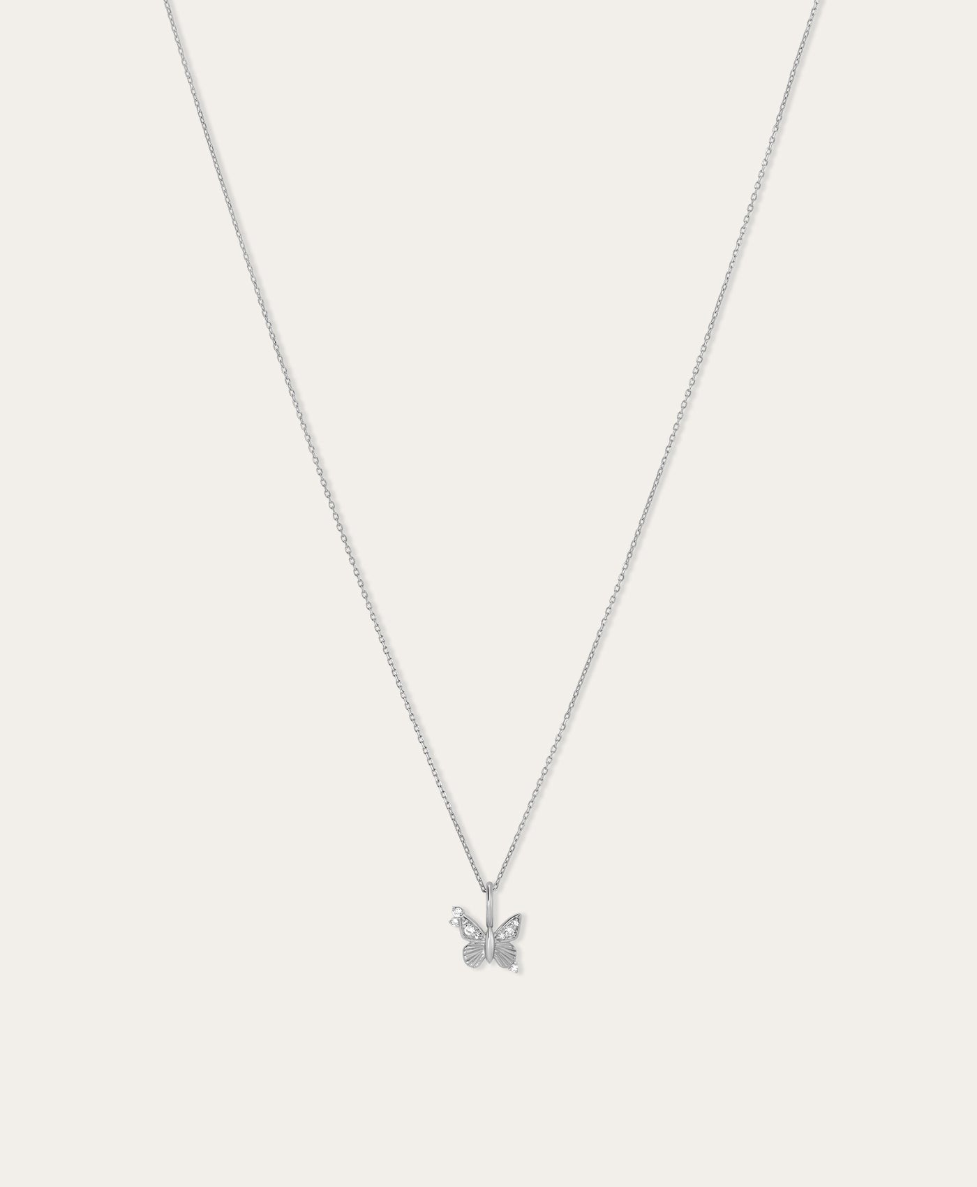 Diamond Butterfly Mini Charm in Sterling Silver