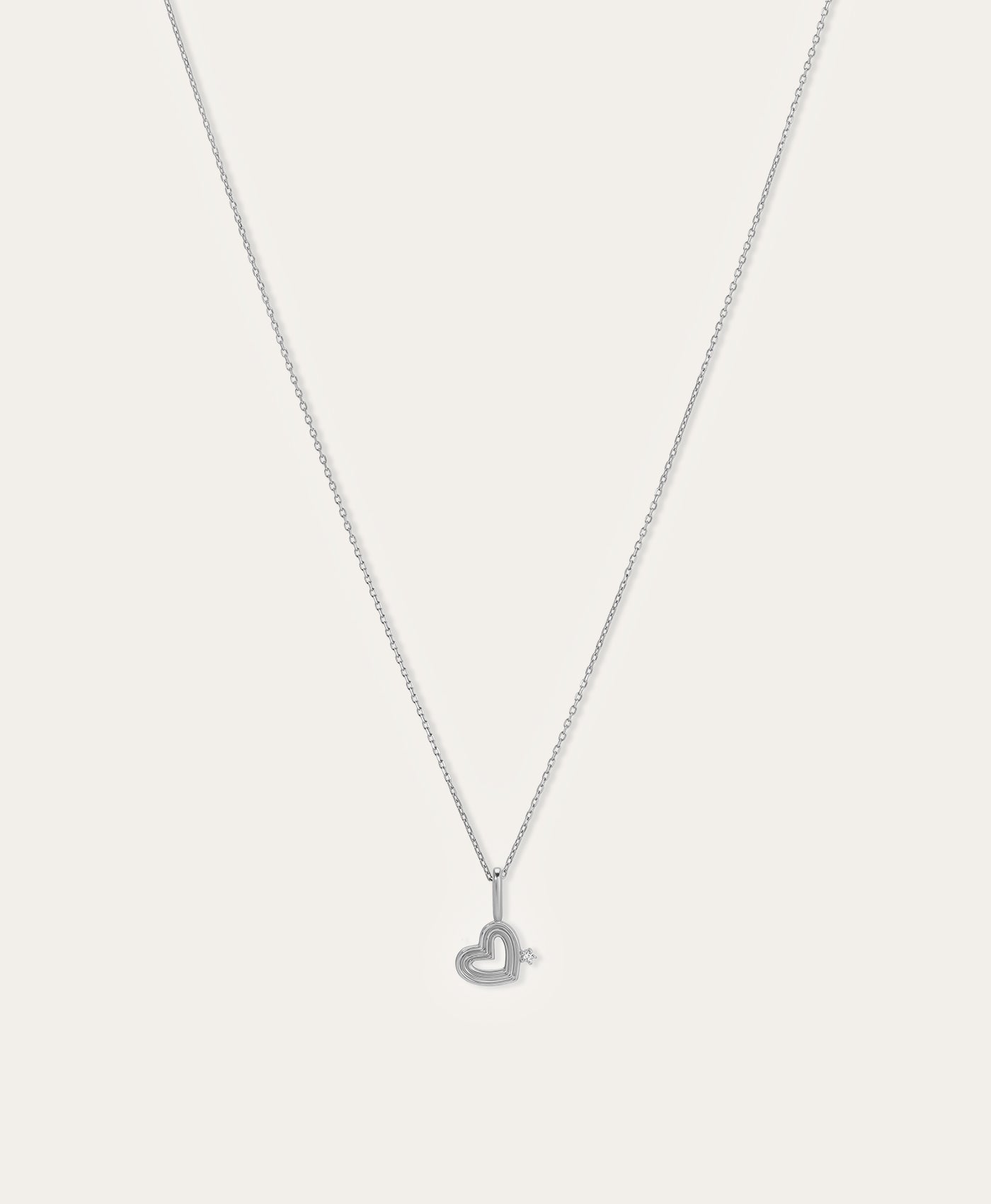 Groovy Diamond Heart Mini Charm in Sterling Silver