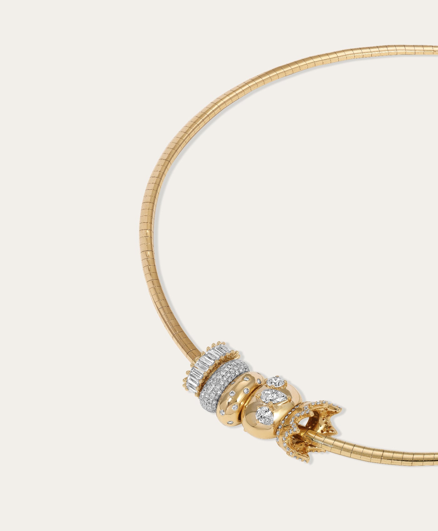 Catherine Omega Diamond Big Bead Necklace