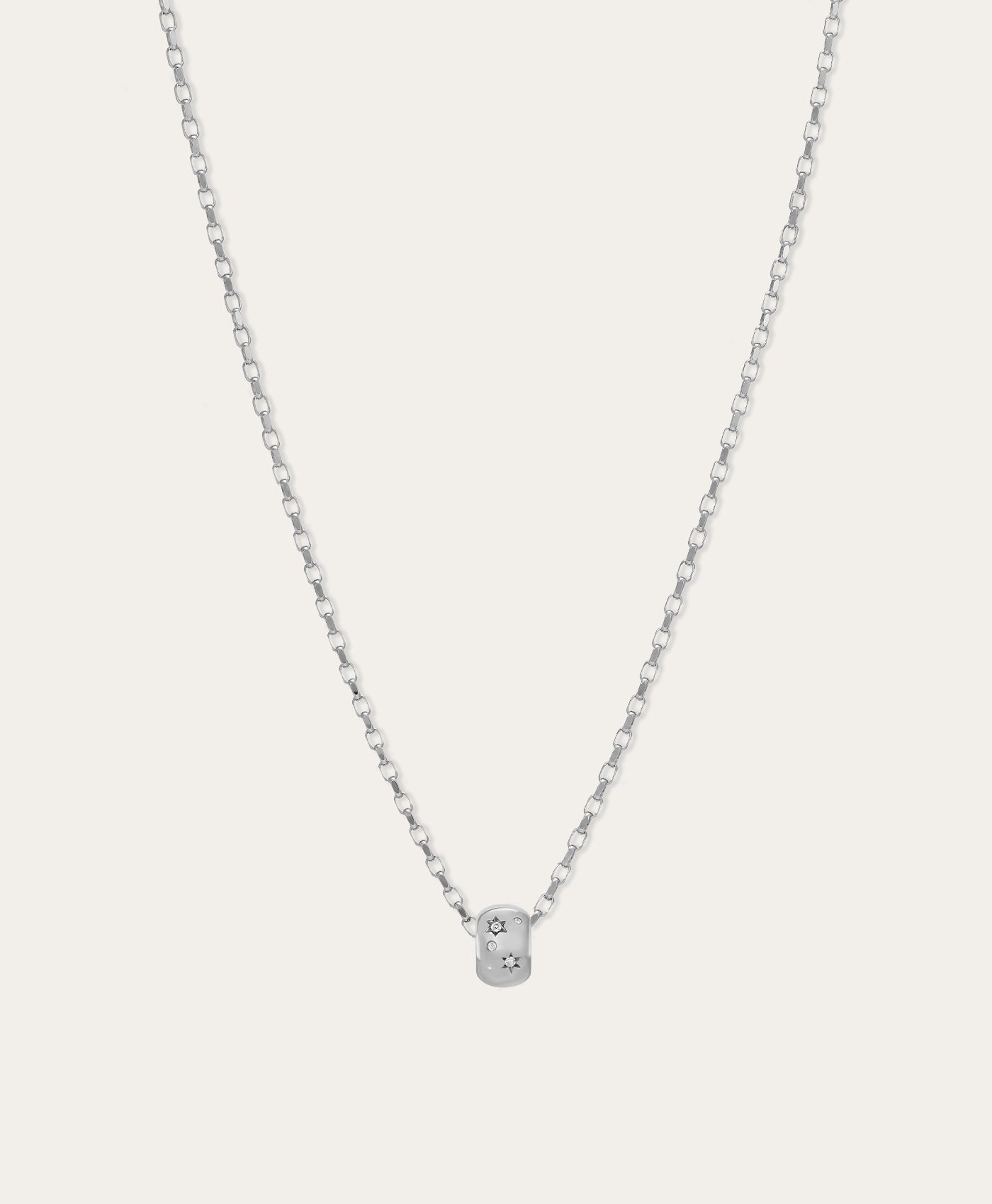 Celestial Diamond Big Bead Necklace in Sterling Silver