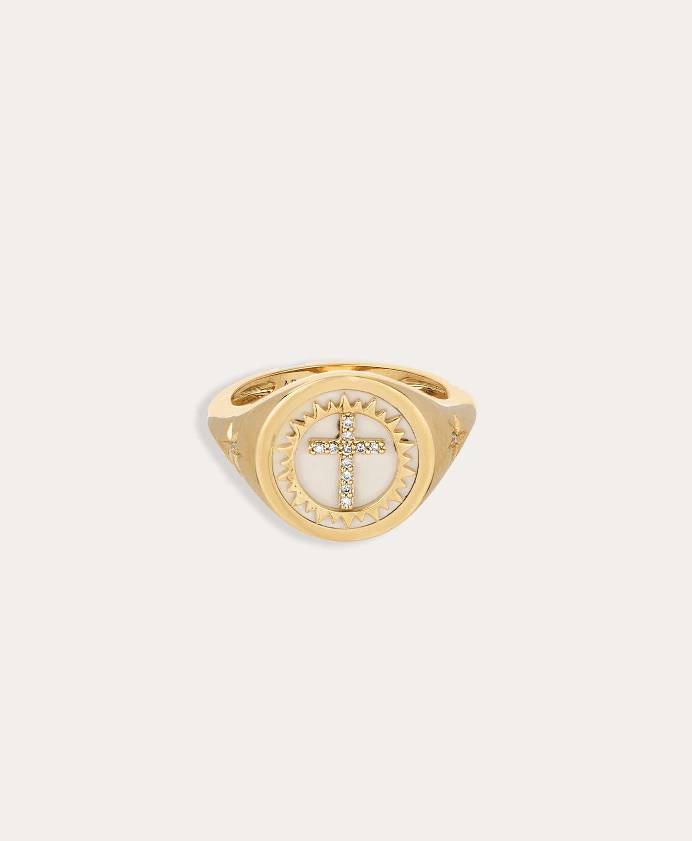 Ceramic + Pavé Cross Signet Ring