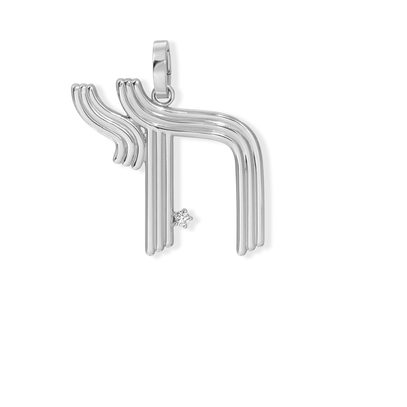 Groovy XL Diamond Chai Charm in Sterling Silver Adina Reyter