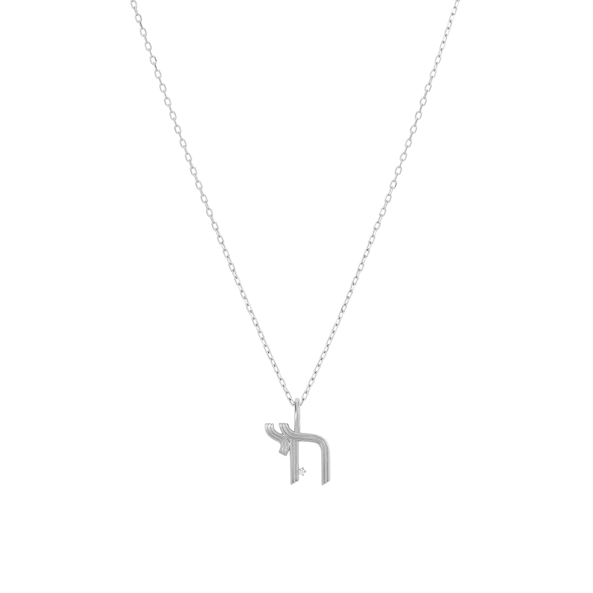 Groovy Diamond Chai Mini Charm in Sterling Silver