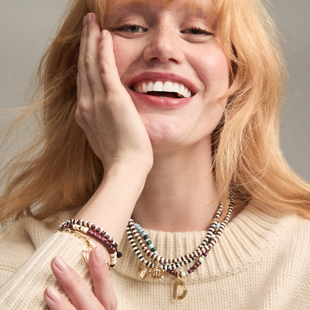 Cherry Soda Stripes Groovy Heart Full Enamel Mini Bead Necklace