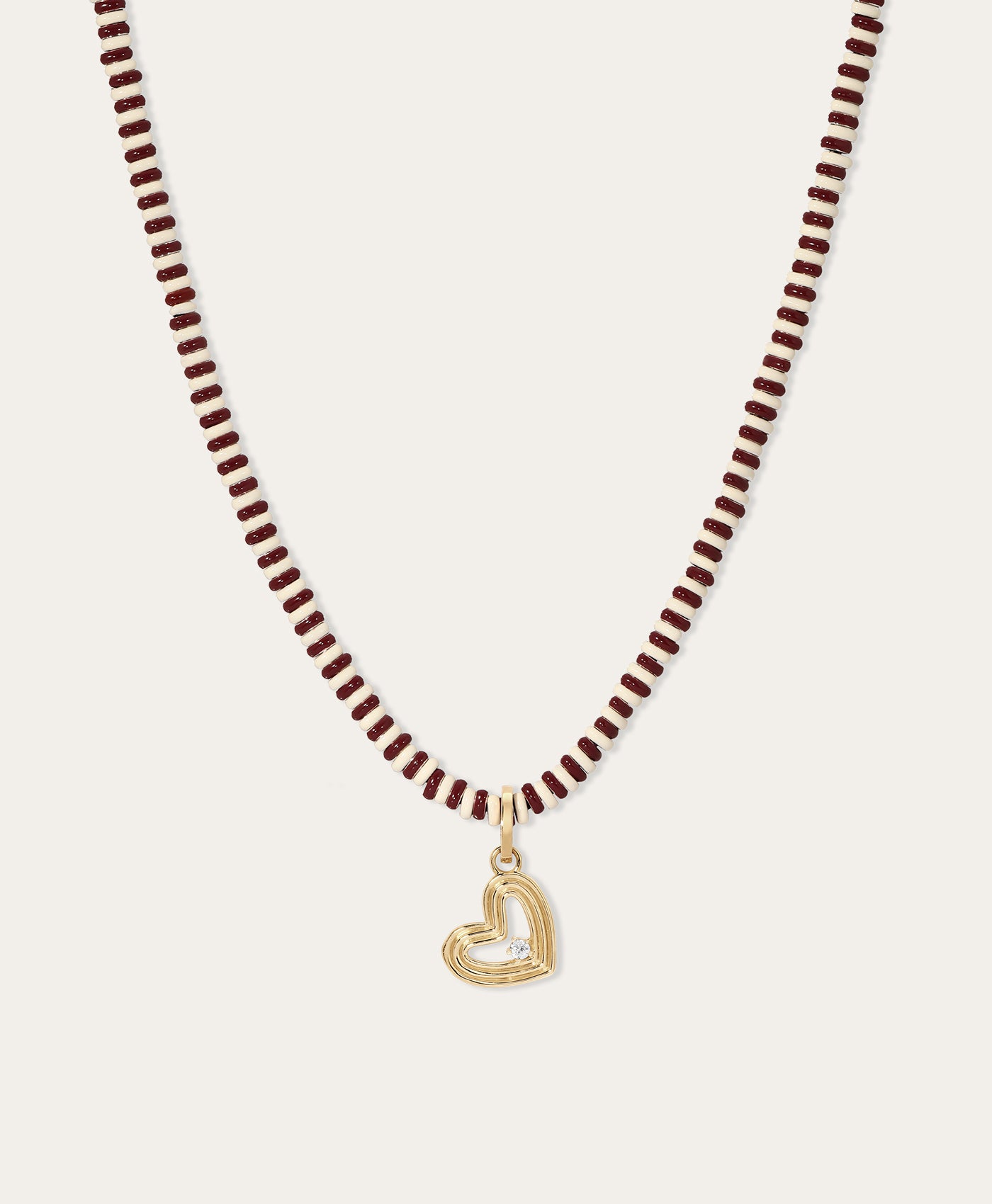 Cherry Soda Stripes Groovy Heart Full Enamel Mini Bead Necklace