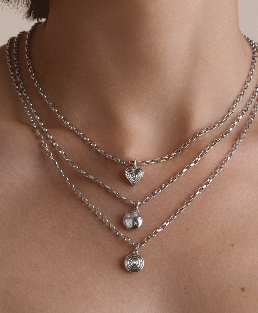 Celestial Diamond Locket Mini Charm in Sterling Silver