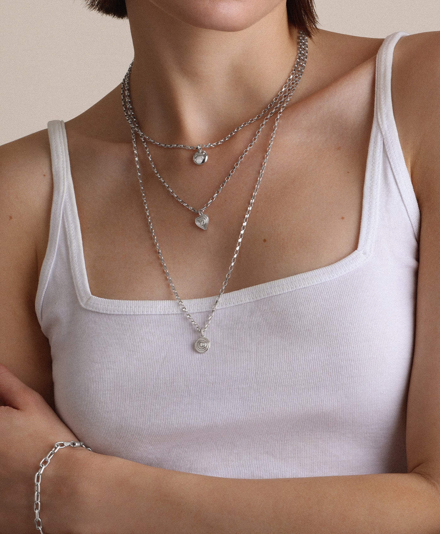 Groovy Diamond Disc Locket Mini Charm in Sterling Silver